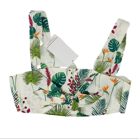 NEW Zara Hawaiian Leaf floral Print Bralette Crop - Picture 3 of 8